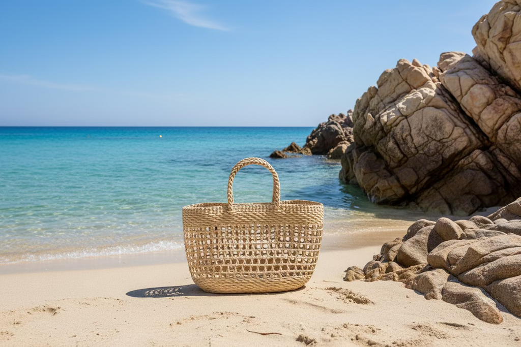 Marbella Coastal Basket – Woven Beach Essential Short Handle